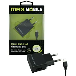 Max Mobile Punjač za mobilni telefon 2u1 - Crni