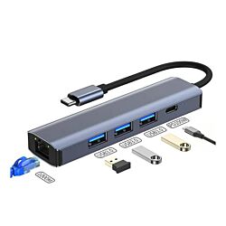 Linkom Adapter-konvertor TIP C na 3 x USB 3.0 + TIP C + RJ45