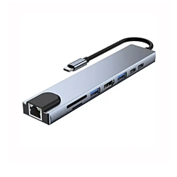 Linkom Adapter-konvertor USB-C na HDMI + 2 x USB 3.0 + TF/SD + 2 x TIP C + RJ45